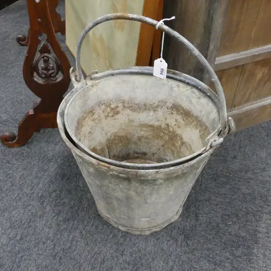2 VINTAGE METAL BUCKETS H.280mm