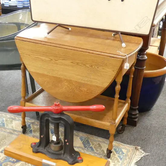 OAK DROP SIDE TEA TROLLEY W.770mm