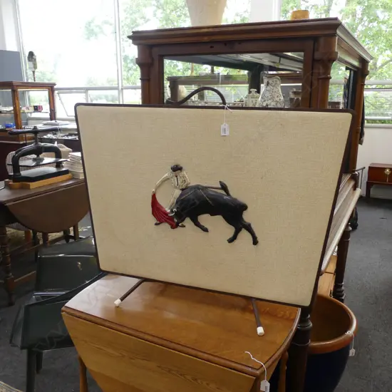 1950'S VINYL FIRESCREEN WITH BULLFIGHTER 