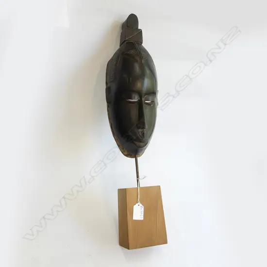 CARVED WOODEN AFRICAN MASK ON STAND H.550mm