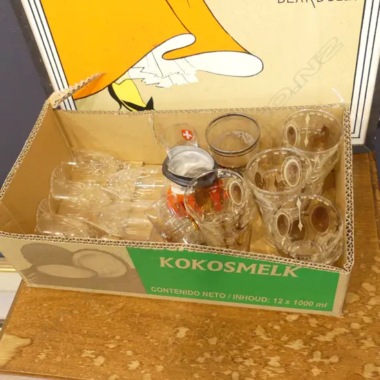 BOX LOT ASST. VINTAGE GLASSES ETC