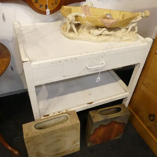 WHITE PAINTED TROLLEY 755x480x750mm