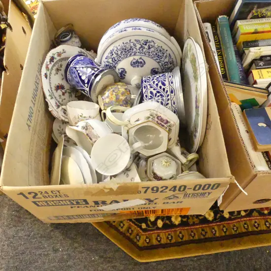 BOX LOT ASST. CHINA; JAPANESE TEA SET, COALPORT, ETC