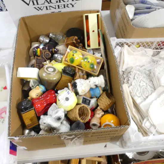 BOX LOT ASST. NOVELTY SALT & PEPPERS