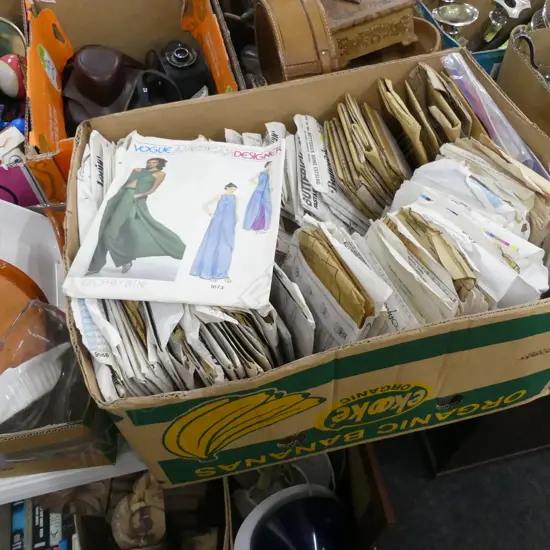 BIG BOX LOT ASST VINTAGE DRESS PATTERNS INCL LADIES / CHILDREN + SOME KNITTING PATTERN BOOKS