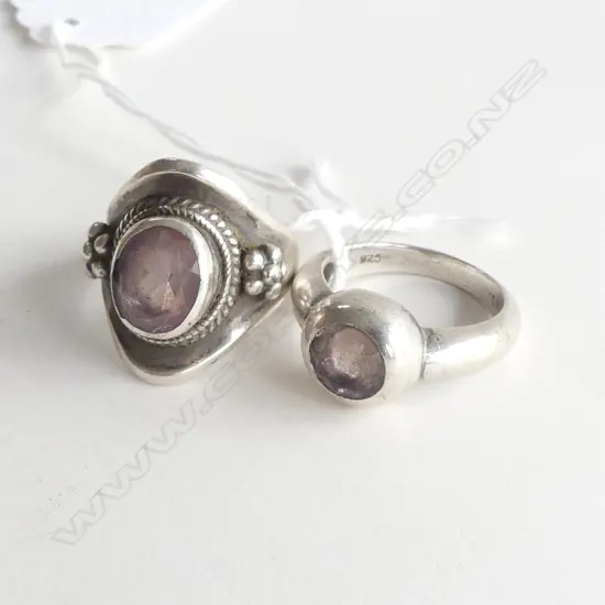 2 x STERLING RINGS WITH ROSE QUARTZ? 13gms