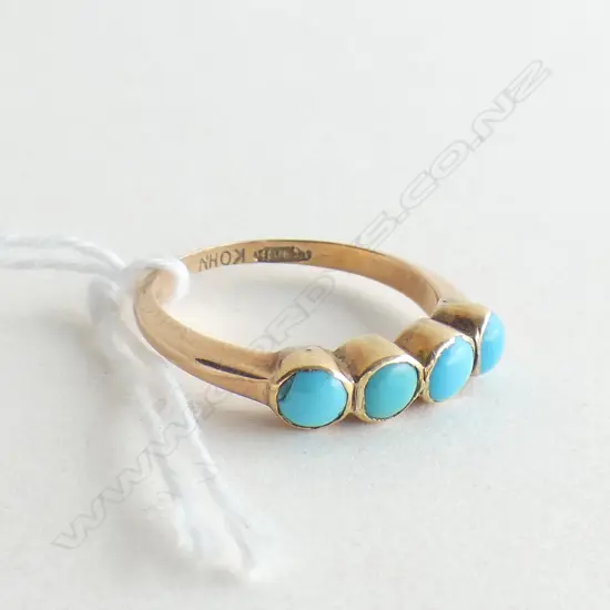 (16190) C1900 9CT GOLD & TURQUOISE RING BY KOHN NZ