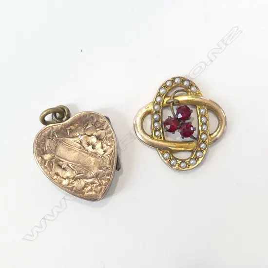 GOLD LINED LOCKET & BROOCH AF