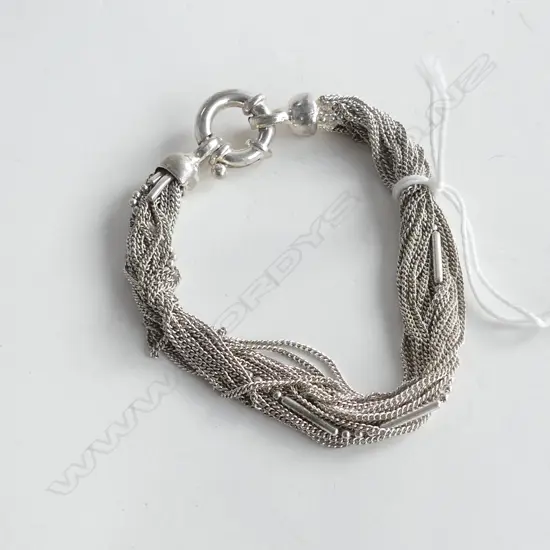 SILVER MULTI FINE LINK BANGLE LGE SPRUNG CLASP