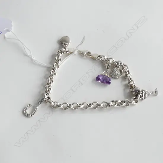 SILVER BELCHER LINK BRACELET W 5 CHARMS