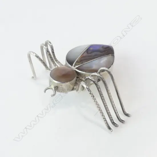 STERLING SILVER / MoP SPIDER BROOCH 12.2 GRAMS