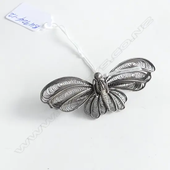 LGE FILAGREE SILVER BUTTERFLY BROOCH W.80mm