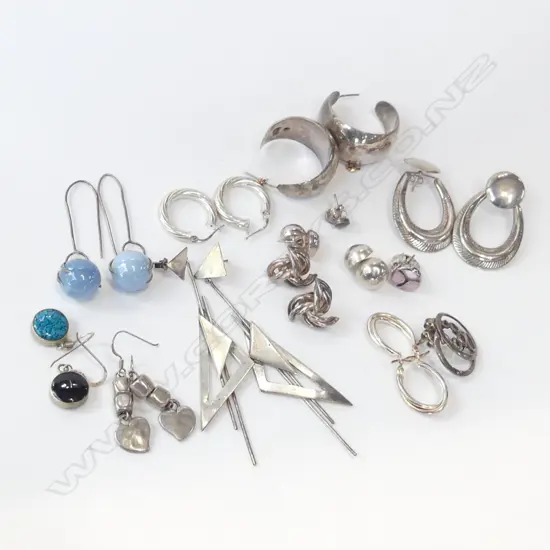 14 PR ASST STG SILVER EARRINGS