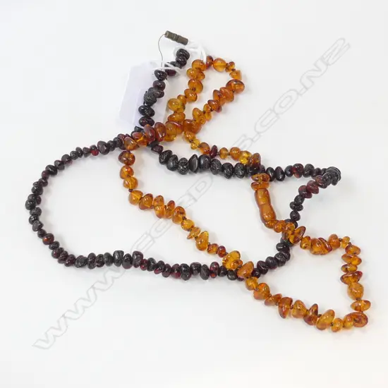 2 AMBER BEAD NECKLACES