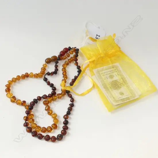 2 BABY AMBER BEAD NECKLACES