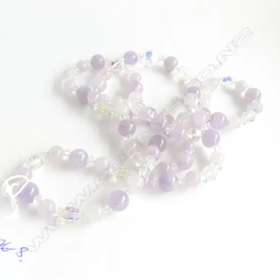 AMETHYST & CRYSTAL LONG BEAD NECKLACE L.880mm