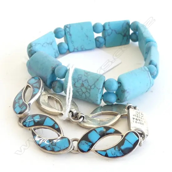 TURQUOISE LINK BRACELET & BEADED BRACELET