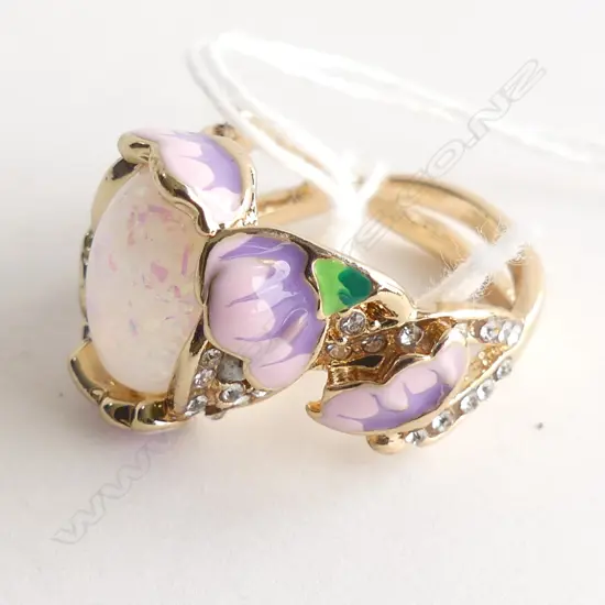 FAUX OPAL AND ENAMEL ART NOUVEAU STYLE RING