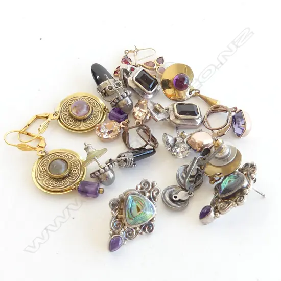 10 PAIRS ASST COSTUME JEWELLERY EARRINGS INCL STG SILVER