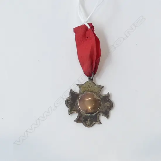 VINTAGE STG SILVER MEDAL WITH ROSE GOLD CENTRE