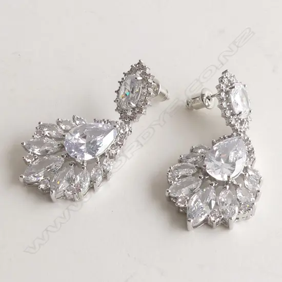 FAUX DIAMOND CHANDELIER EARRINGS