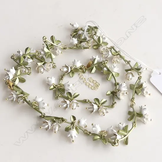 FLORAL ENAMEL NECKLACE AND MATCHING BRACELET