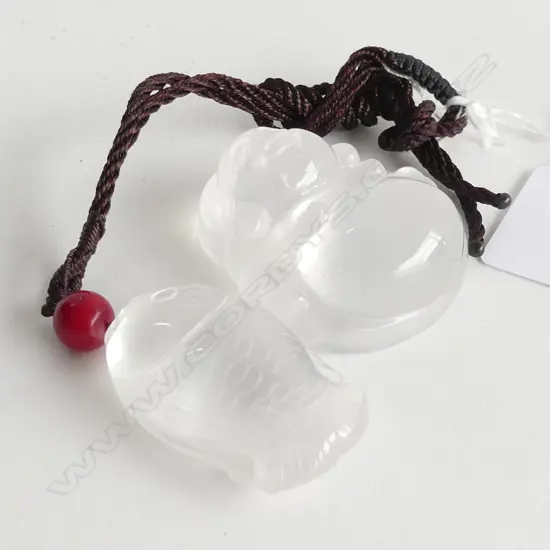 2 CHINESE CLEAR JADE/ROCK CRYSTAL PENDANTS. BUDDHA & FISH