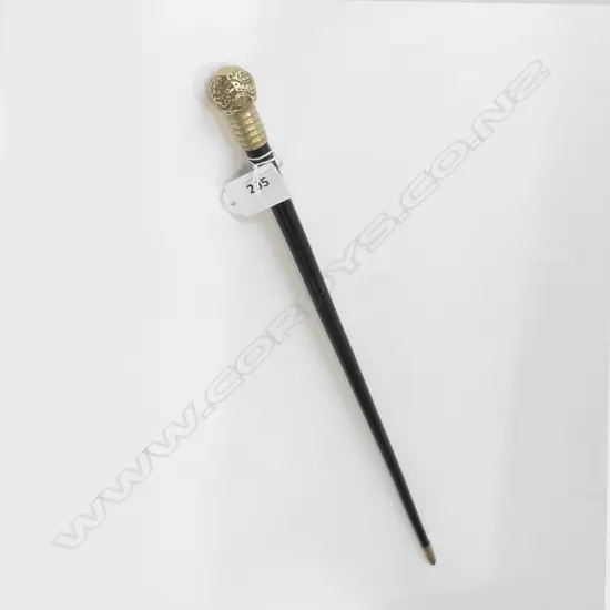 EBONIZED CONDUCTOR'S BATON w SILVER PLATE FINIAL. L.420mm