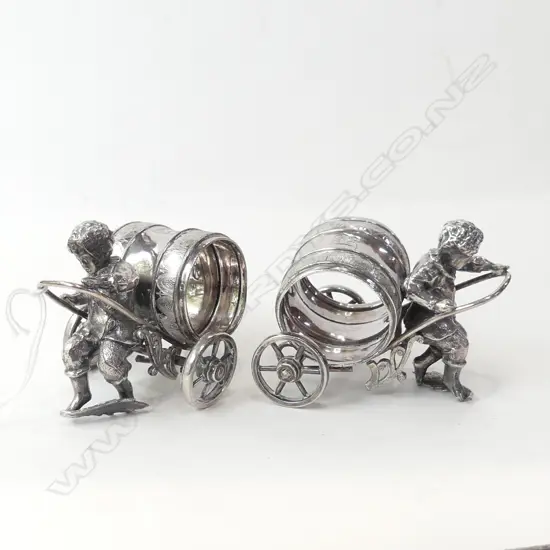PR VICTORIAN SILVER PLATED FIGURAL NAPKIN RINGS L. 85MM