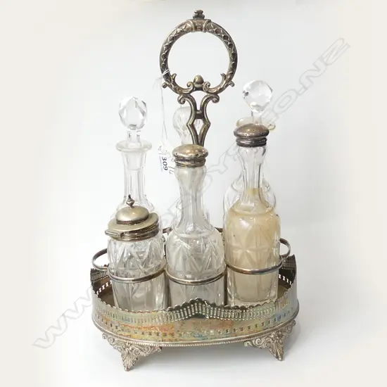 SILVER PLATE CONDIMENT SET  ( AF)