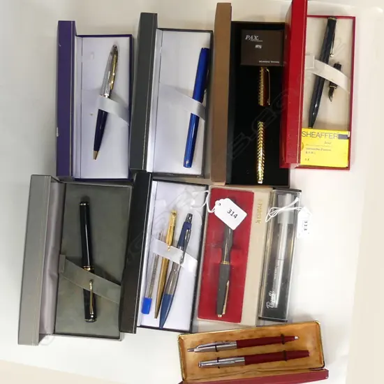 8 ASST. FOUNTAIN PENS & BIROS INCL. WATERMAN, PARKER, SHEAFFER