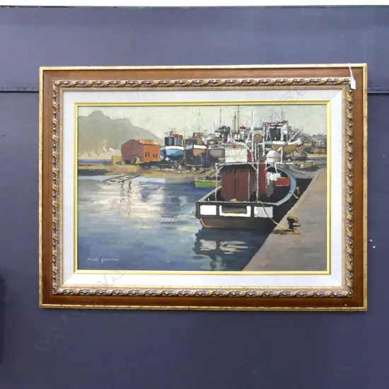 MARK POISSON (AUSTRALIA) OIL WHARF & SHIP YARD SCENE 600x900mm