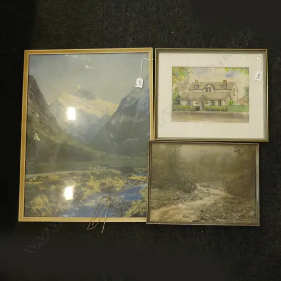 2 OLD PHOTOS + INK & W/C BY JOHN CHECKLEY of The Pegasus Press building ChCh