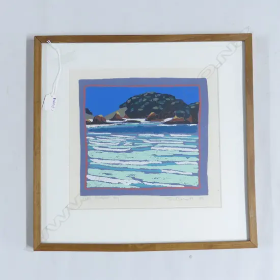 TOM BURNETT 'MATAPOURI BAY' SCREEN PRINT 83/90 SIGNED & DATED 85 280x305mm