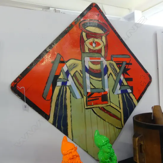 FOUND STREET ART ON ROAD SIGN ARTIST UNKNOWN 750 SQ