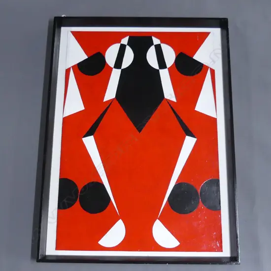 LLOYD HILLYER ABSTRACT ENAMEL ON CARD 750x500mm