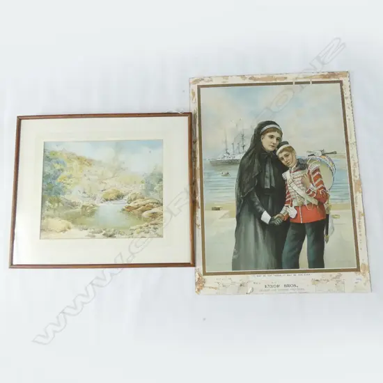 2 ARTWORKS ONE W/C 'WATER OF LEITH' H. 300 x 370mm BY HG GROVE SIGNED TOTLED & DATED 1891 &