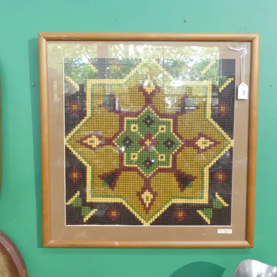 FRAMED GEOMETRIC LONG STITCH - BY RHODA DAVIDSON 1997  SQ 385MM