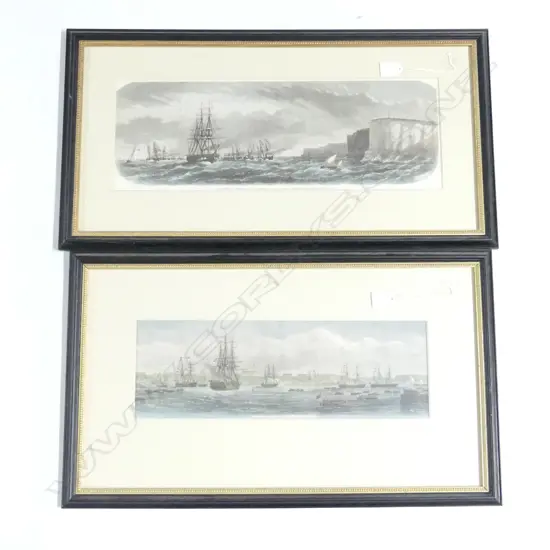 PR OF FRAMED COLOUR LITHOS HMS GALATEA AND THE DUKE OF EDINBURGH 510 X  180 MM