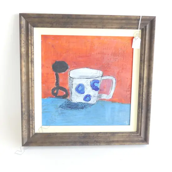 ARTIST UNKNOWN, UNTITLED STILL LIFE, ENCAUSTIC & OIL ON BOARD, 285 x 285mm