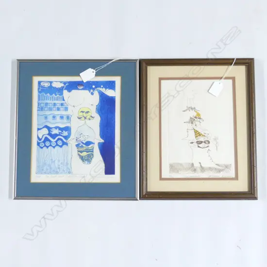 2 JACQUELINE DREAGEN LTD ED PRINTS  'MASQUERADE' & AN EVIL MIND IS SUCH A COMFORT'  205 X 250MM