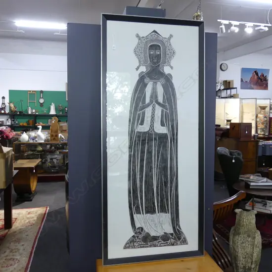 LG BRASS  MEDIEVAL RUBBING PRINT; LADY ELIZABETH COBHAM 1375 1850x750mm