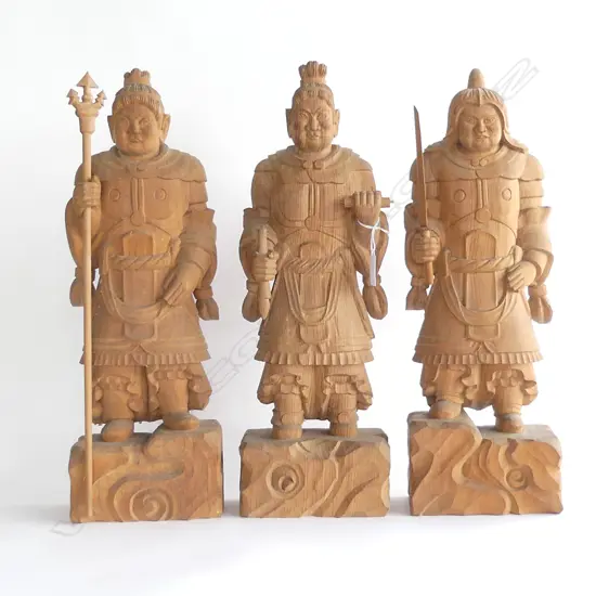 3 CARVED CEDAR WISE MEN OF CHINESE MYTHOLOGY H.452mm