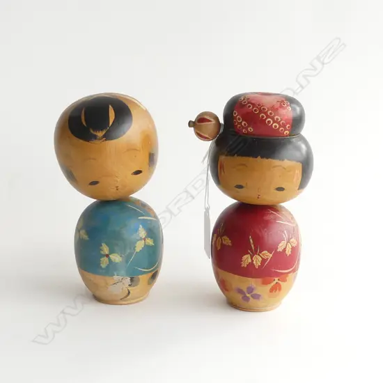 PR JAPANESE WOODEN KOKESHI DOLLS, C1950'S H 160MM