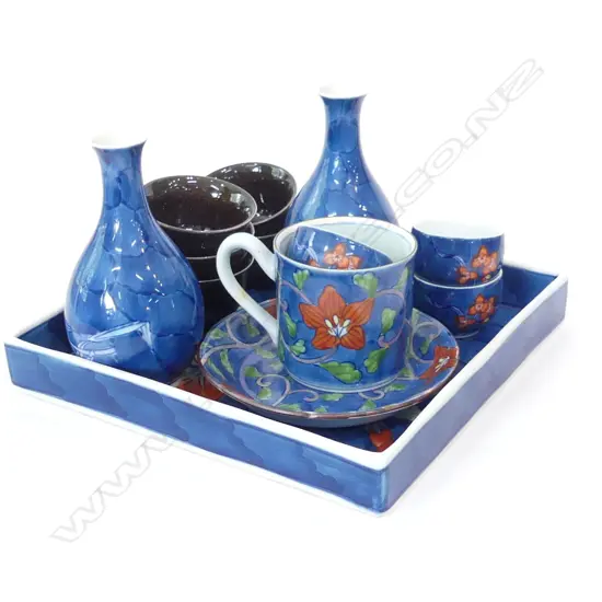 14 ORIENTAL PCES; WINE / SAKE CUPS, PR VASES ETC