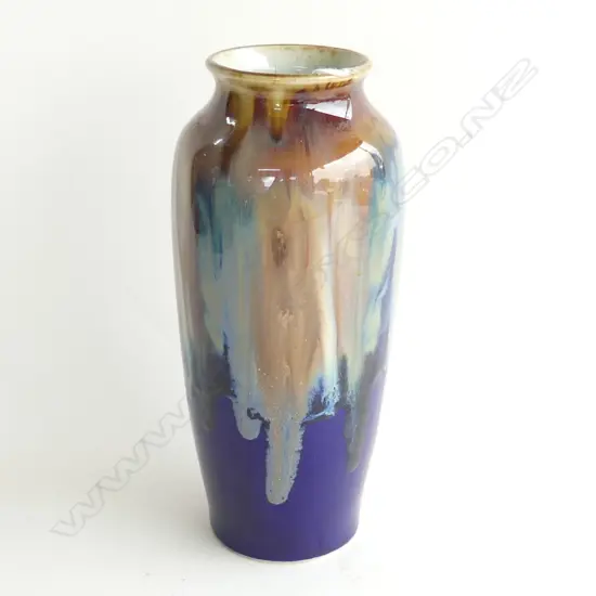 TALL TRICKLE GLAZE VASE - MARKED '36' TO BASE H. 250MM SM FLAT CHIP TO BASE RIM
