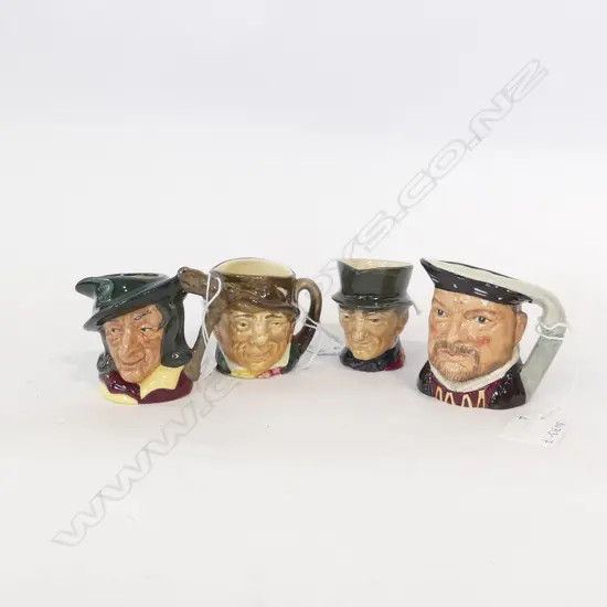 4 ROYAL DOULTON SM CHARACTER JUGS AVG H. 65MM