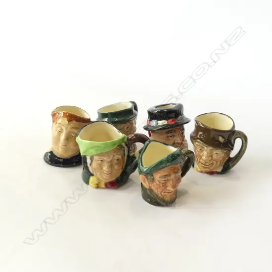 6 ASST SM ROYAL DOULTON CHARACTER JUGS AVG H. 55MM