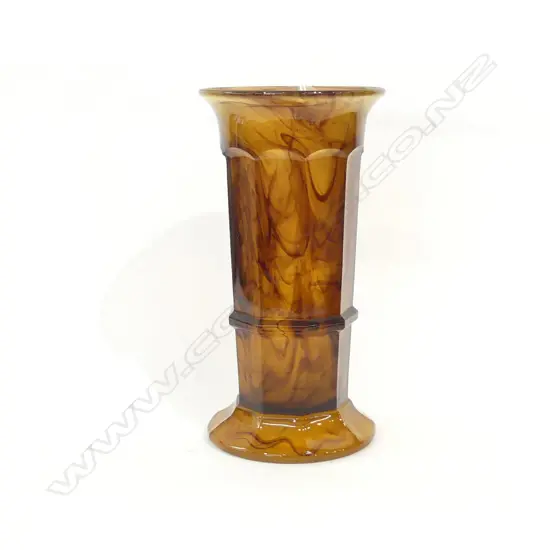 DECO AMBER GLASS VASE 260mmH