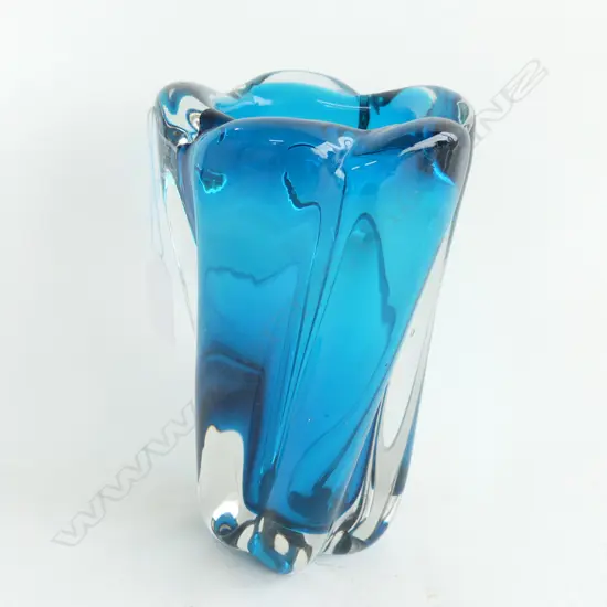 BLUE ART GLASS VASE H.190mm